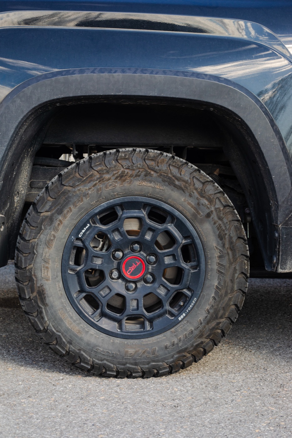 Dusty Toyota Tundra TRD wheel before detail